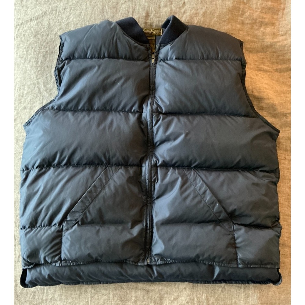 Eddie Bauer Puffer Vest Mens XXL Tall Navy Blue Down Quilted Outdoor‎ Jacket